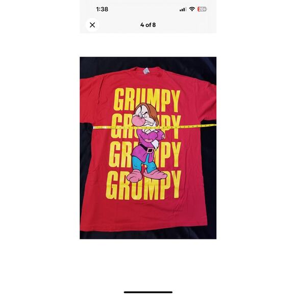 VTG Disney Oversized One Size Fits All Grumpy T-Shirt Double Sided OSFA Vintage - Picture 4 of 8